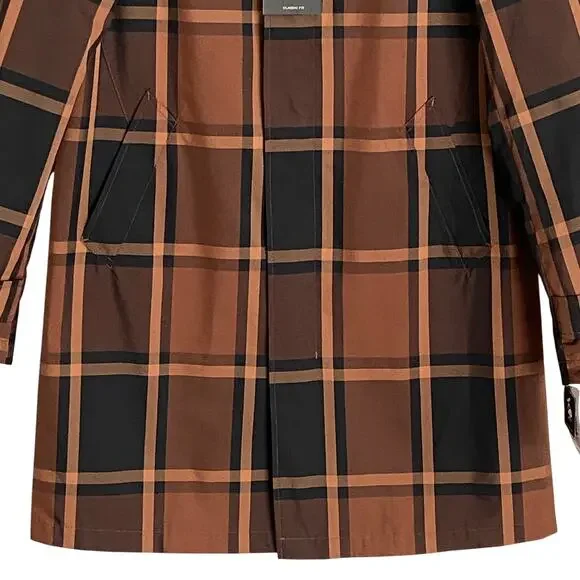 Lauren Ralph Lauren Men's 36 Regular Raincoat Stanza Brown Check NEW - Picture 3 of 15